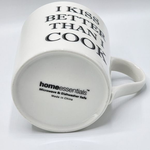 Home Essentials White Ceramic Coffee Mug I‎ Kiss Better Than I Cook Printed - Picture 8 of 10